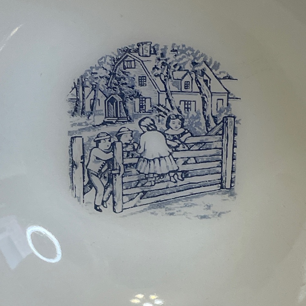 Vintage Milk Glass CURRIER & IVES Bowl - Picture 2 of 6